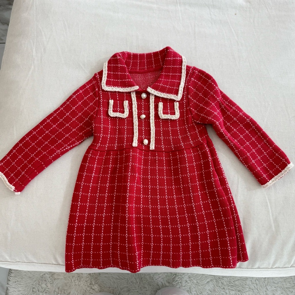 Chic and cozy red knit dress - 4T